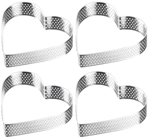 Westmark Stampi per Tartellette, 4 Pezzi – Forme perfette per tartellette e quiche – Risultato di cottura uniforme grazie alla perforazione - Argento, Forma a Cuore, Ø 8 cm, Cuore, Ø 8 cm, 4 pezzi