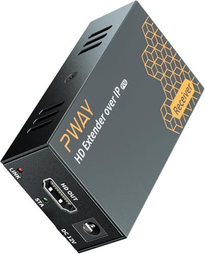 PWAY DT273P-RX HDMI Extender su IP 120m/400ft Extender HDMI Ethernet RJ45 su Singolo Cat5e/6/7 Full HD 1080P@60Hz Supporta POE e Trasmissione 1 a Più Tramite Switch (Only RX)