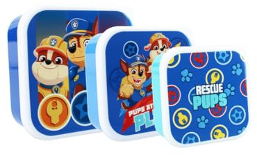 My sweety pop - Set med 3 mellanmålslådor Paw Patrol - mellanmålslåda - lunchlåda för barn, dagis, skola, semester, måltid, 11,5 cm, blå