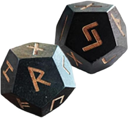 Set di in legno - Futhark 'anziano incise, kit di divinazione portatile | Pietre runiche nordiche durevoli da 2 pezzi, set da divinazione con dadi runici piccoli per stregoneria, rituali