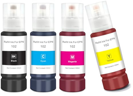 Hallosun 102 Tinten Kompatibel für Epson ET-2850 ET-4850 ET-3850 ET-2856 ET-2750 Druckerpatronen 102 Multipack Refill Kompatibel für Epn Ecotank ET-4856 ET-15000 ET-4700 ET-3750 ET-4750 ET-4500 2756