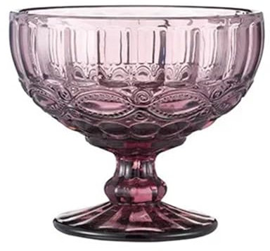 WSQHAO Vasos De Helado Vaso de Cristal de Color Corto, Copas Altas, Helado de Postre, Copa de Vino Gruesa Retro, decoración de Fiesta, 2 uds. De Postre(Purple2)
