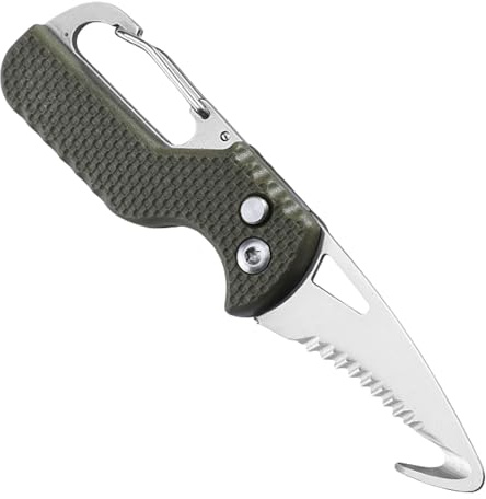 Stainless Serrated Hook Cutter Outdoor Camping Box Opener Pocket Folding Cutter with Keychains Cut Rope Tool Easy to Use