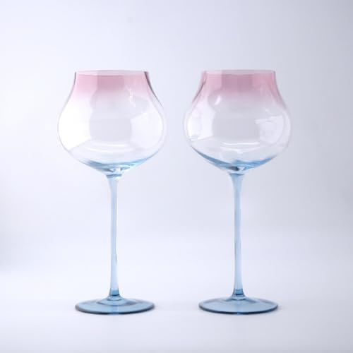 HALAWAKA Copas de vino tinto de cristal sin plomo (2 unidades, copa de vino de cristal estilo medusa, copas de champán, copas de cóctel de Burdeos)