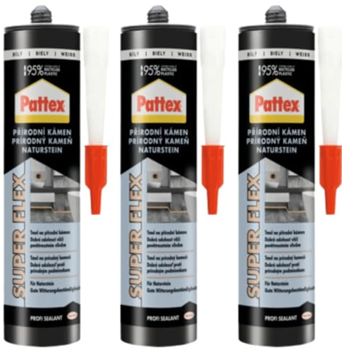 Baukleber Natursteinkleber Weiß - Hochwertiger Dicht- & Klebstoff für Marmor, Granit, Beton, Holz & mehr – UV-beständig, elastisch & witterungsfest – keine Flecken (3 x 280ml)