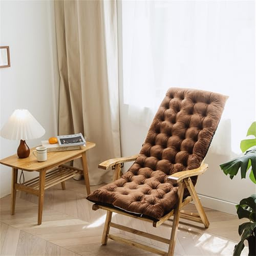 Garden Chair Cushions Rectangular Cotton Deckchair Pads for Rattan Furniture High-Back Seat Cushions (Coffee 100x40x8 cm) - Perfect for Outdoor Relaxation