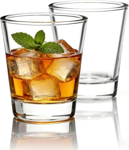 NLnnmuzh 1.5oz Shot Glasses with Heavy Base for Whisky,Tequila,Soju(2 Pack)