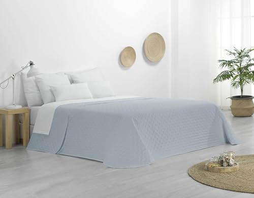 Donegal Collections Colcha de Verano Cama 150-250x260 cm Reversible Celeste Kay - Colchas de Verano Acolchado Fino Extra Suave Cubre Cama Multiusos para Primavera, Verano y Entretiempo