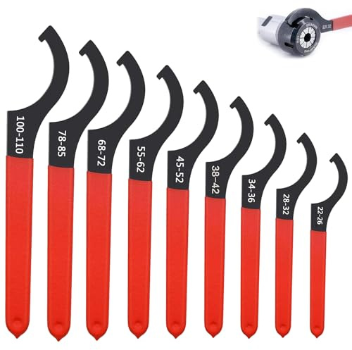 Yudobliss C Gancio Chiave Chiave, 9 PZ Regolabile C Gancio Chiave, C Chiave a Gancio Regolabile, Strumento di Rimozione Della Chiave a Filetto per Sospensioni, Chiave a Gancio con Perno