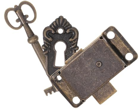 POPETPOP Serratura Antica per Mobiletto con Chiave, Serratura per Cassetto da Scrivania in Stile Vintage, Set di 3 Pezzi per Mobili Retrò con Installazione Semplice e Protezione Sicura