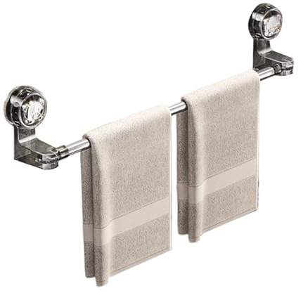 Toallero sin taladrar, toallero de Acero Inoxidable con, Extensible de 30 cm a 60 cm, toallero de Pared para Cocina y baño, Barra de Toalla de baño, fácil de Montar