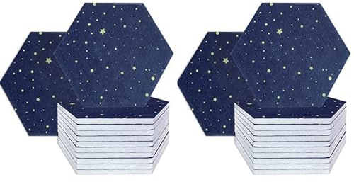 Qezodsx 24 Pack Starry Hexagon Acoustic Panels,Sound Proofing Padding,Sound Absorbing Panel for Studio Acoustic Treatment