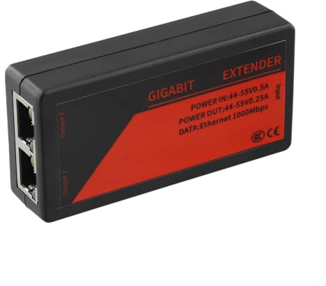 Honseadek Mini 2 Port Repeater Ethernet Extender for Long Range Network Cameras with Dual Port and Outdoor Construction(1000M)