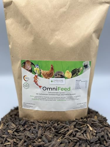 Premium Futter für Wildvögel - Meisen, Rotkehlchen, Amseln &Spechte – Soldatenfliegenlarven – SCHONEND getrocknet 1kg