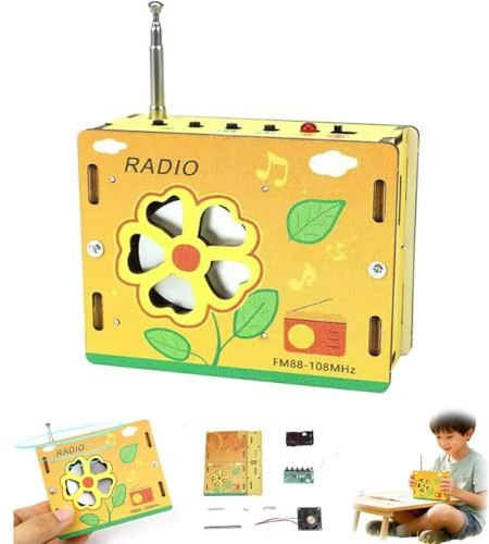 DIY Mini Radio Educational Toy Kit, Science Stem Wooden 3D Puzzle Build FM Radio Electronic Circuits Set,Stem Projects for Kids & Adults, Science Experiment Electronics Kit, Beginner's DIY Set
