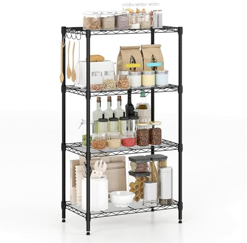 COSTWAY Estantería Metálica de 4 Niveles, Estanterias Almacenaje con Estante Ajustable, Rejilla de Alambre, Carga 272kg, Garaje, Cocina, Dormitorio, 59 x 34 x 108 cm
