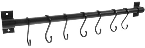 BESPORTBLE Portaoggetti da Cucina in Alluminio 50 Cm 7 Ganci, Appendino da Parete Salvaspazio Doppio Uso senza Foratura, Supporto Robusto per Pentole e Utensili
