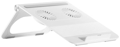 ABOOFAN Laptop Holder Laptop Cooler with Dual 3800 Fans Non-slip Abs Silicone Triangle Structure Design for Desk Use White