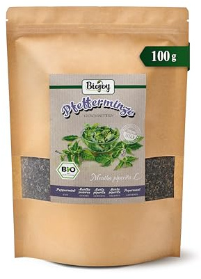 Biojoy BIO Pepparmyntsblad, torkade, örtte, 100 g | Löst örtte, skuret, Mentha piperita L.