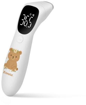 Eovuox Motif unique dessiné à la main | Thermomètre numérique sans contact et auriculaire – Convient aux adultes et aux bébés, avec fonction mémoire (Teddy)