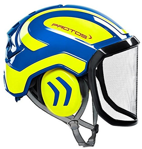 Protos sicherheitshelm integral arborist gehörschutz, ausstattung:feines visier, farbe:blau/gelb