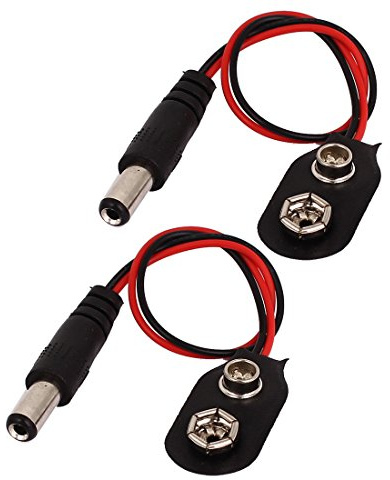 Sourcingmap DC 5.5x2.1mm Plug to 9V Battery Buckle Connector Cable 19cm 2Pcs