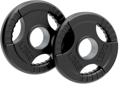 Body Revolution olympischen Hantelscheiben, gummiertes Gusseisen, Tri-Grip – 1,25 kg, 2,5 kg, 5 kg, 10 kg, 15 kg, 20 kg, 25 kg, Schwarz , 1.25kg Pair