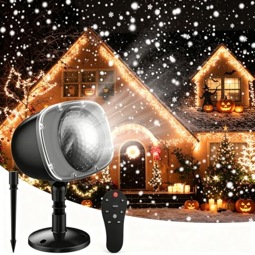 Syslux Projecteur de lumières LED de chute de neige pour Halloween, Noël, mariage, maison, fête, jardin, paysage, décorations murales