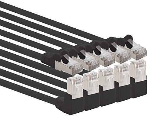 1aTTack.de 366212 Cat.6 Netzwerkkabel Winkel 90 Grad 3,0 m - schwarz - 5 Stück - Cat6 Patchkabel (SFTP PIMF) 1000Mbit/s Rj 45 Stecker - 5 x 3,0 m Meter schwarz