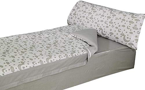 Montse Interiors, S.L. Saco nórdico Estampado con Cremallera y Bajera Ajustable (para Cama de 90x190/200, Moon Gris)