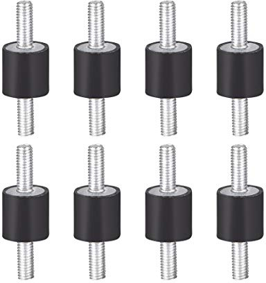 sourcing map Schwingungsdämpfer VV M3 Ø8x8mm Schwarz 8 Stk. | Beidseitiges Außengewinde. Antivibrations-Isolator für Mechaniker. Ideal für Kompressoren, Motoren und Wasserpumpen.