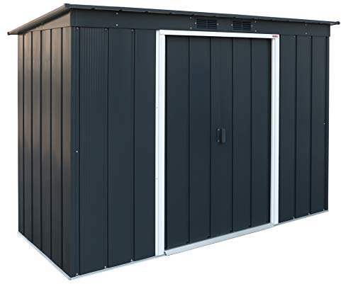 Duramax ECO 8 x 4 (2.85 m²) Metallgerätehaus mit Steildach, Gartenhaus aus feuerverzinktem Metall - Geräteschuppen, robuste und verstärkte Dachkonstruktion, wetterfester Metallschuppen, Anthrazit