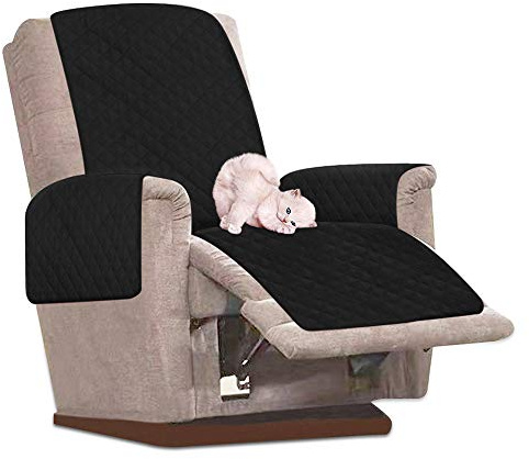 Ghopy Funda de Sillón Relax Reclinable Impermeable Funda Cubre Sofá Universal Funda para Sillón de 1 Plaza Antimanchas y Antiarañazos (Negro)
