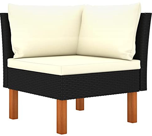 vidaXL Eukalyptusholz Massiv Ecksofa Gartenmöbel Sofa Lounge Gartensofa Gartensessel Loungesessel Garten Balkon Terrasse Poly Rattan