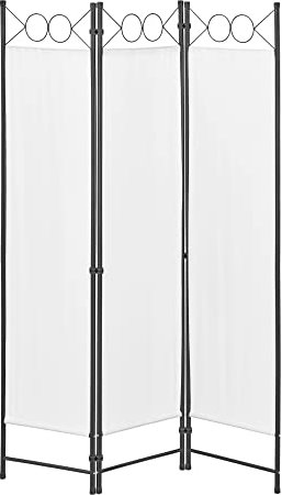[en.casa] Raumteiler Saragossa 3-teilig 120x171 cm Paravent Trennwand 3-TLG. Sichtschutz Stellwand Spanische Wand Weiß