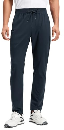CRZ YOGA 4-Vägs Stretch Atletiska Byxor För Män 30 Träning Lounge Casual Arbete Jogger Byxor Med Dragkedja Ficka Sann marin L
