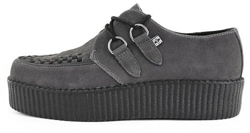 T.U.K. Leather Viva High Creeper - Scarpe da Uomo e Donna - Camoscio Color Carbone - Taglia EU42