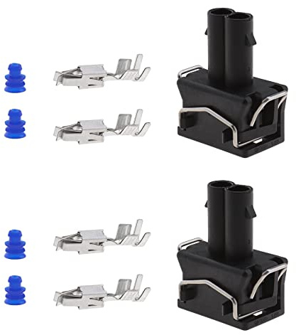 ECSiNG 2 Set 2 Connettori femmina a 2 pin con terminali femmina e guarnizioni compatibili con VW Skoda Seat 357972752 Kit di riparazione impermeabile per auto Connettore porta lampada