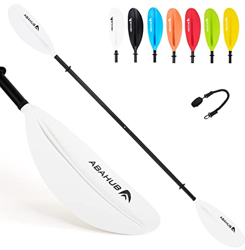 Abahub 218/230/241cm Kajak Paddel Aluminium Doppelpaddel mit Paddelleine für Kajakfahren Ruderboot Kanusport Aluminiumlegierungs Schaft Kunststoff Klingen Schwarz/Weiß/Rot/Blau/Grün/Orange/Gelb