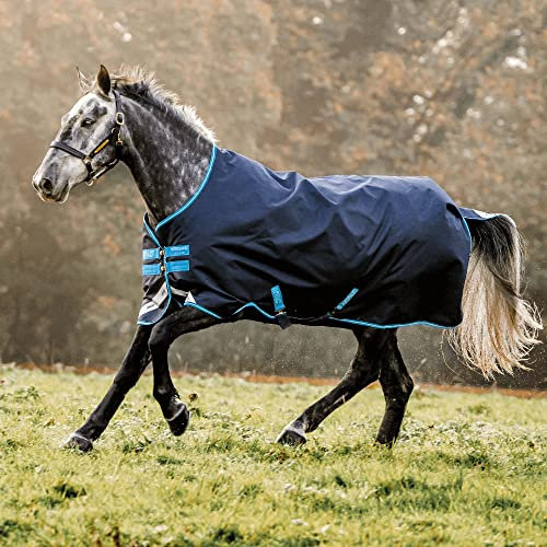 Horseware Amigo Bravo 12 50g Turnout Regendecke Navy/Turquoise, Deckengröße:165 cm / 7`3