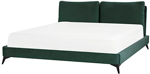 Beliani Elegantes Polsterbett in Grün Samtstoff mit Lattenrost 180 x 200 cm Melle