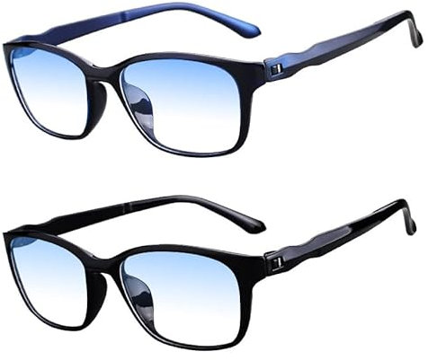 Eyglajdd Blaulichtfilter Lesebrille für Herren Damen Matt Finish,TR90 leicht Lesehilfe Brille mit Federscharnieren 2er-Pack Schwarz Blau +4,0