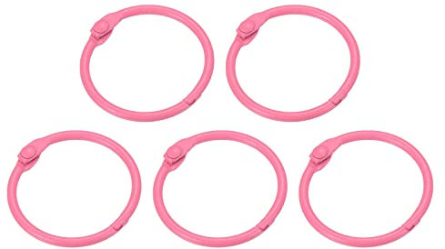 PATIKIL Loose Leaf Binder Rings 1 Inch, 5 Pack Metal Flash Card Book Binding Rings for Key Chain Index Card Scrapbooks, Pink