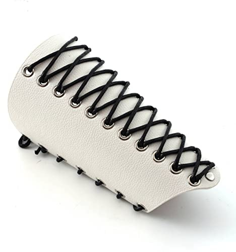 MILAKOO Unisex-Lederhandschuh für Herren und Damen, breites Armband, weiß, Einheitsgröße