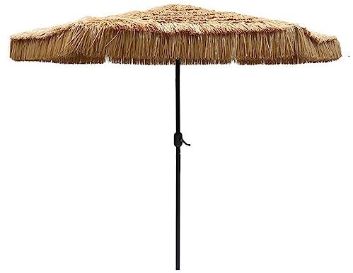 EMENAR 300cm Tiki Regenschirm Hawaii Stroh Strohschirm, Groß Reisstroh Strandschirm Terrassenschirm Mit Kurbel, Windfest Im Freien Sonnenschirm Für Strand Garten (Size : 300cm/118inch/9.8ft)