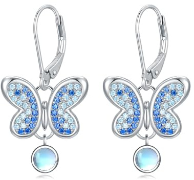 Schmetterlings Mondstein Ohrringe 925 Sterling Silber Schmetterling Ohrhänger Schmetterlings Schmuck Geschenke für Frauen