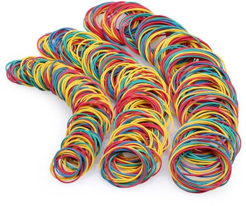 JIANTA Goma Elastica, 600 Piezas Gomas Elásticas, Colores y Tamaños Surtidos, Gomas Elasticas Papeleria Multifuncional, Resistentes y Reutilizables para Oficina y Hogar