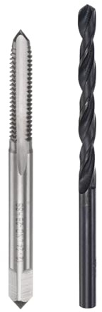 QUARKZMAN Ensemble de Tarauds et Forets, Taraud Fileté 12-24 UNC et Foret Hélicoïdal 11/64 en Oxyde Noir, Kit D'Outils de Réparation pour le Taraudage