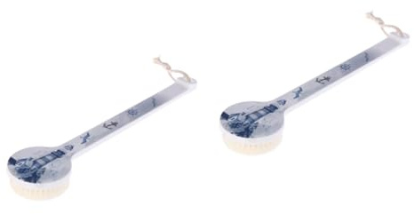 Healvian 2piezas Cepillo De De Mango Exfoliante Impreso Para Cuerpo Estropajo Para Baño y Masaje Espalda