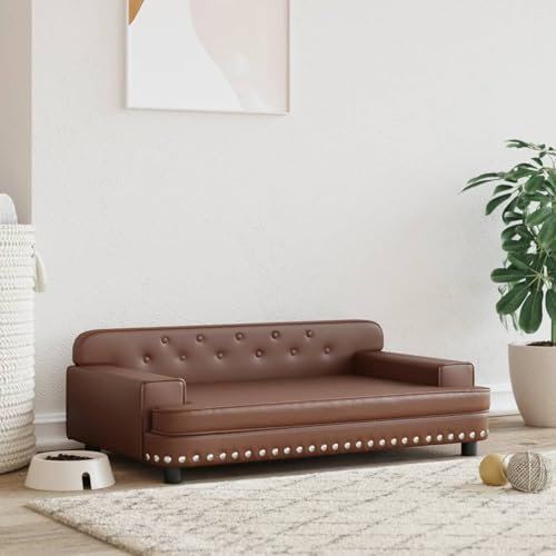 CIADAZ Hundebett Braun 90x53x30 cm Kunstleder, Hundesofa, Hunde Bett, Hundekissen, Dog Bed, Kuschelbett Katzen, Hunde Couch, Hunde Sofabett, 171878